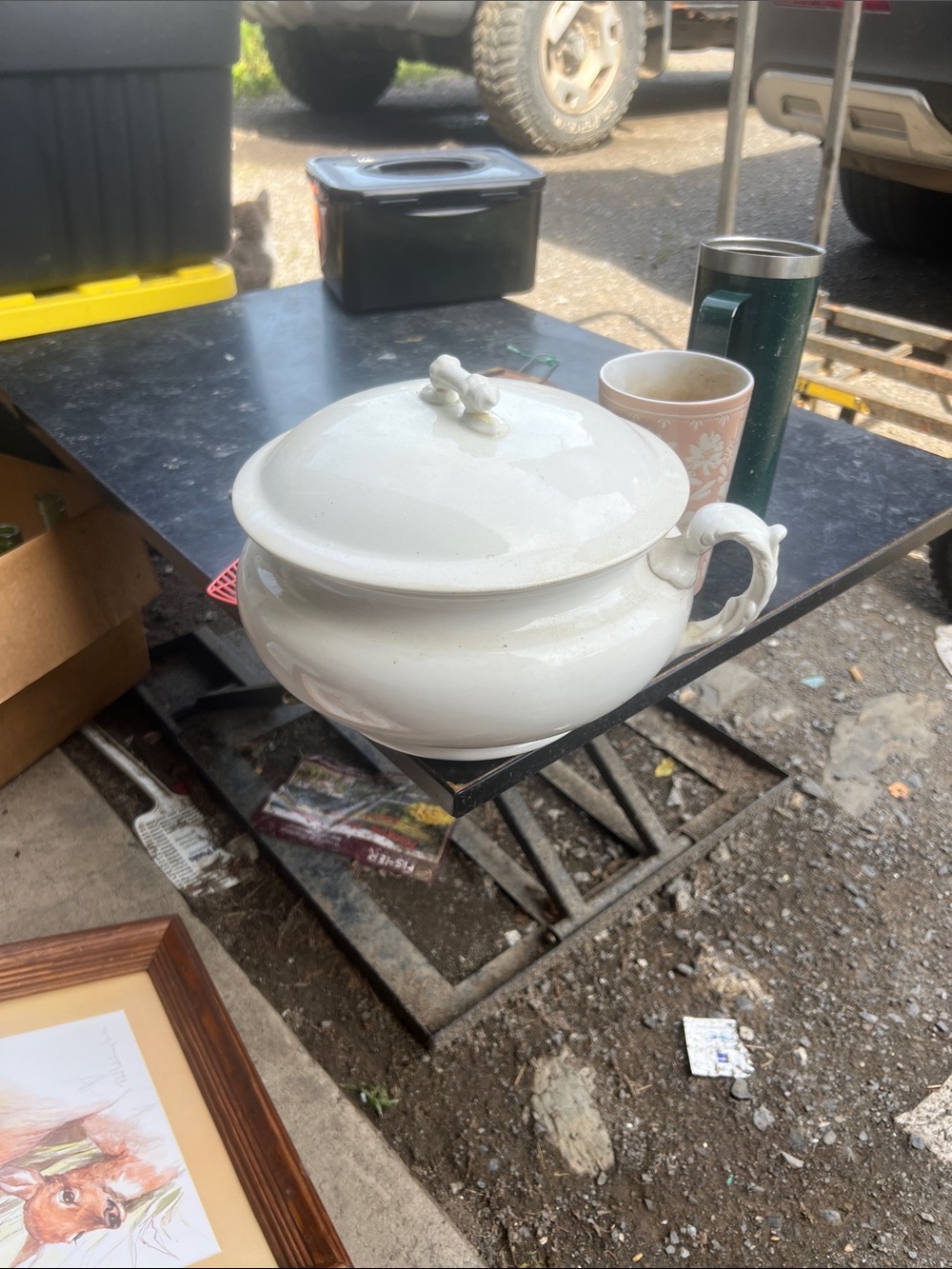 Vintage White chamber pot